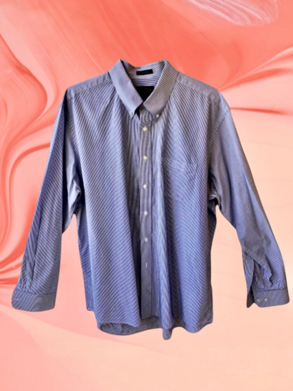 Pendleton Bridgeport Mens XXL Blue White Striped Button Down Shirt Chest Pocket